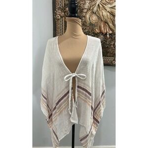 Universal Thread‎ OSFM White Striped Tie Front Cover Up Top